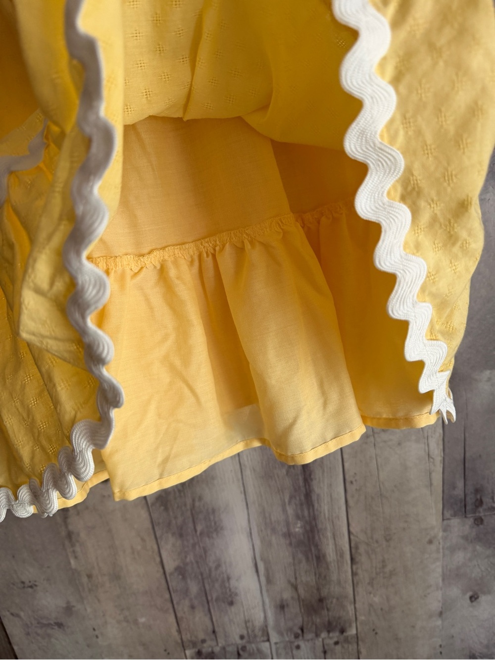 Girls Yellow Sundress with White Rickrack Trim - Picture 11 of 13